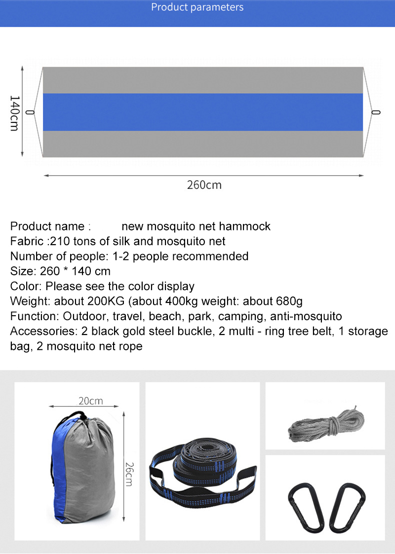 Conjunto de mosquitero y toldo para lluvia para exteriores: hamaca para acampar con columpio