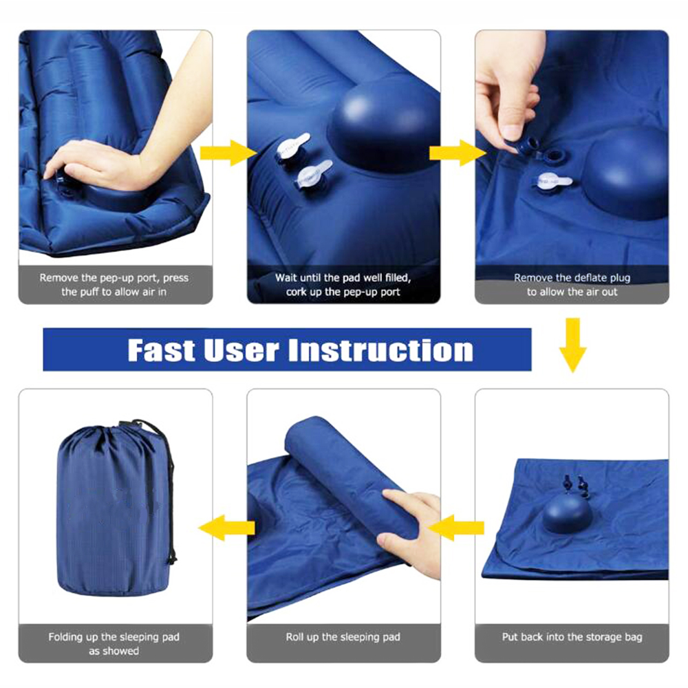Colchón de aire para dormir al aire libre para acampar con almohada