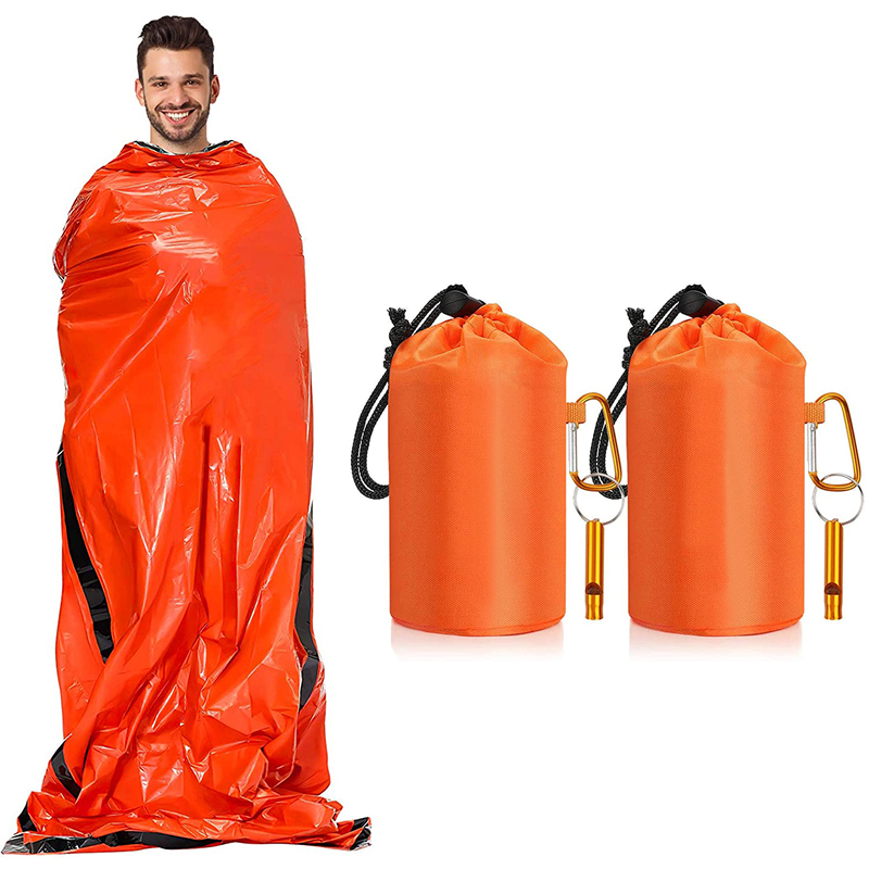 Paquete de supervivencia con saco de dormir para exteriores y mantas Mylar