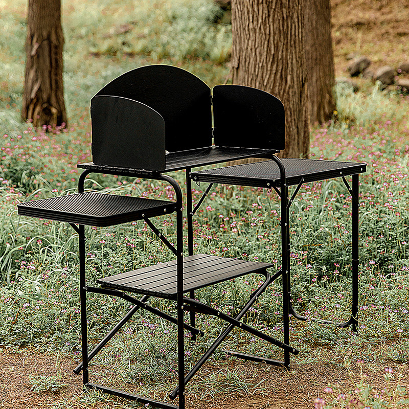 Estación de cocina para acampar al aire libre, mesa de cocina plegable para barbacoas, fiestas y picnics