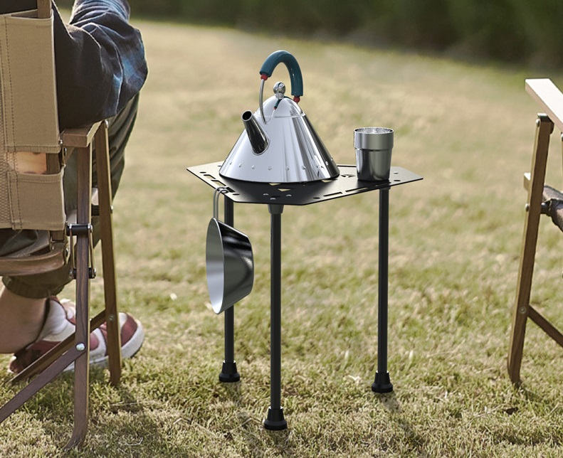 Mesa plegable portátil para acampar con orificio para colgar en el lateral