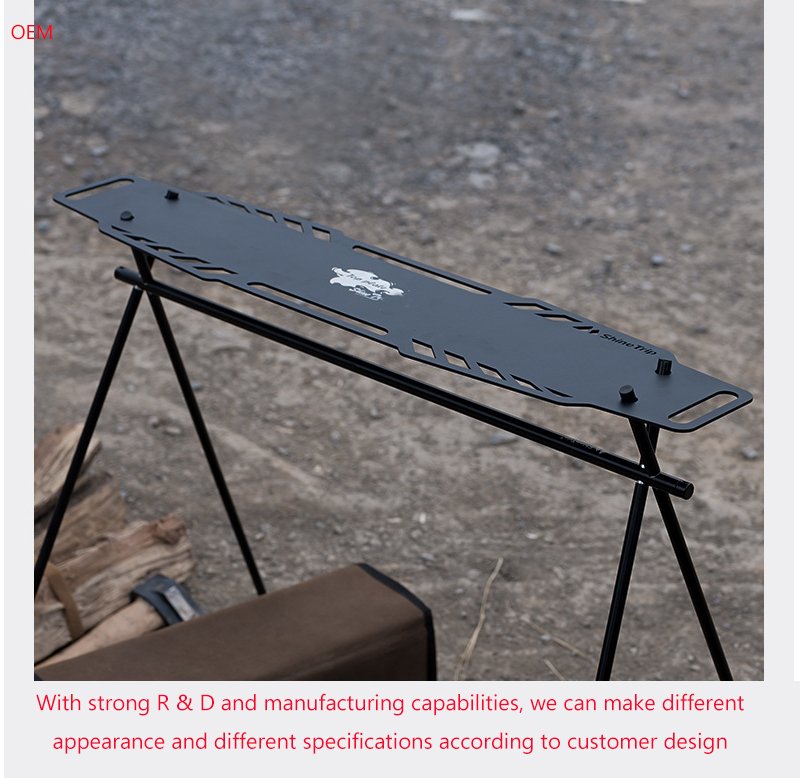 Estante de almacenamiento plegable de aluminio triangular para acampar con mesa superior
