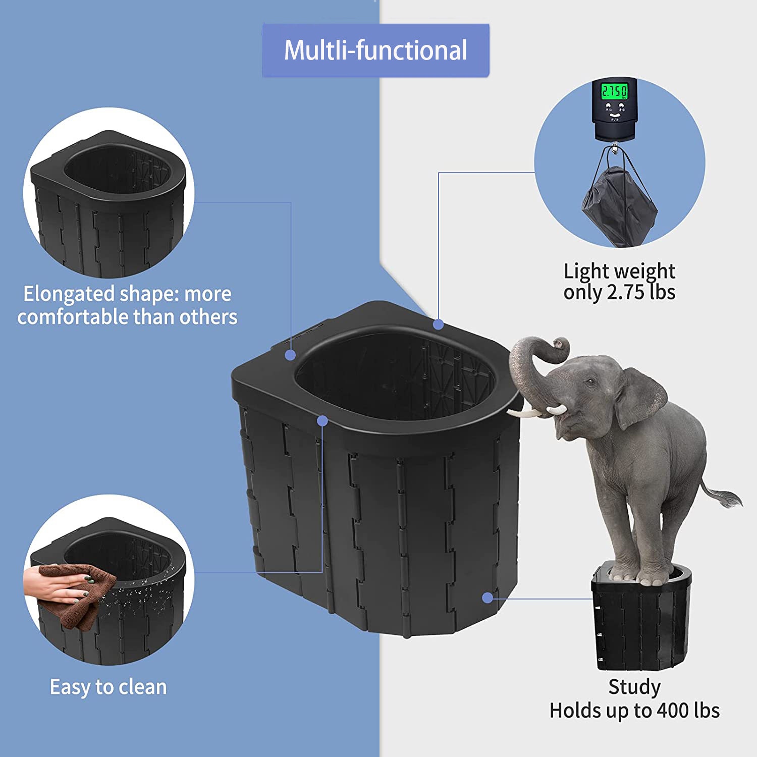 Inodoro portátil plegable para acampar al aire libre, inodoro de viaje