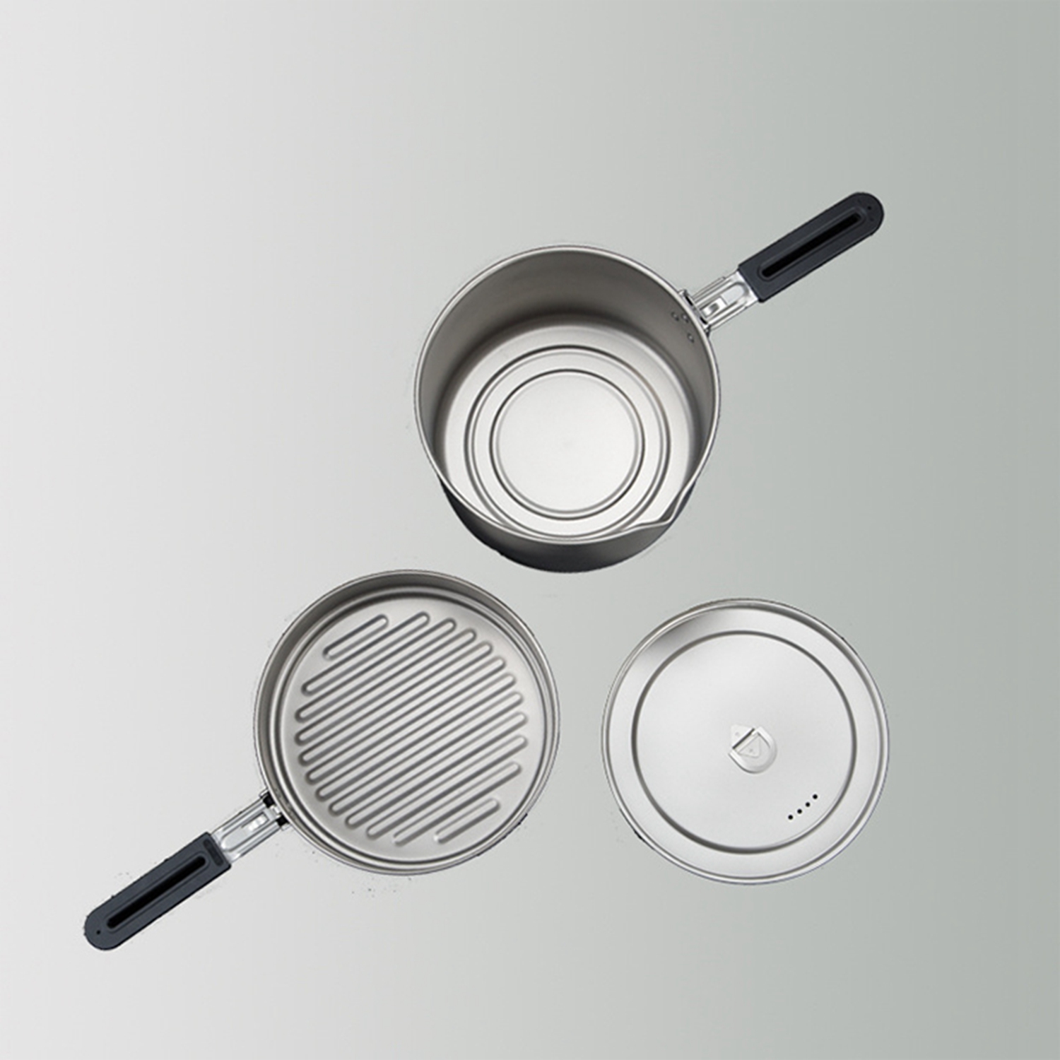 Juegos de utensilios de cocina de titanio para acampar: ollas y sartenes para cocinar al aire libre