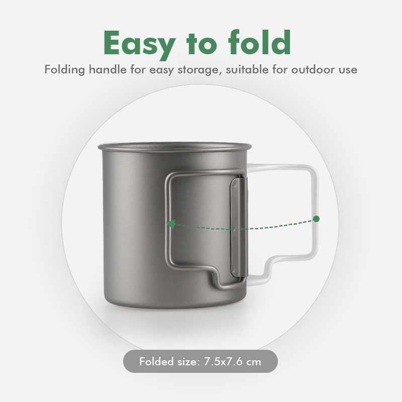 Taza de viaje ultraligera de titanio de 220 ml/300 ml para acampar, hacer senderismo y pescar