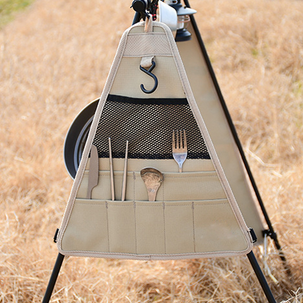 Bolsa triangular para picnic y acampada al aire libre, bolsa de almacenamiento para vajilla y utensilios de cocina