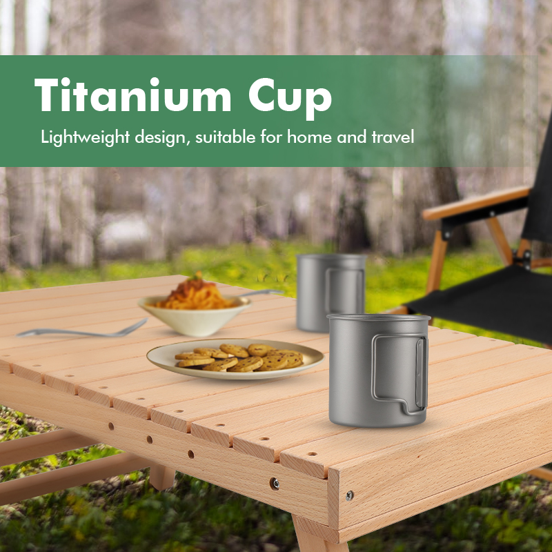 Taza de viaje ultraligera de titanio de 220 ml/300 ml para acampar, hacer senderismo y pescar
