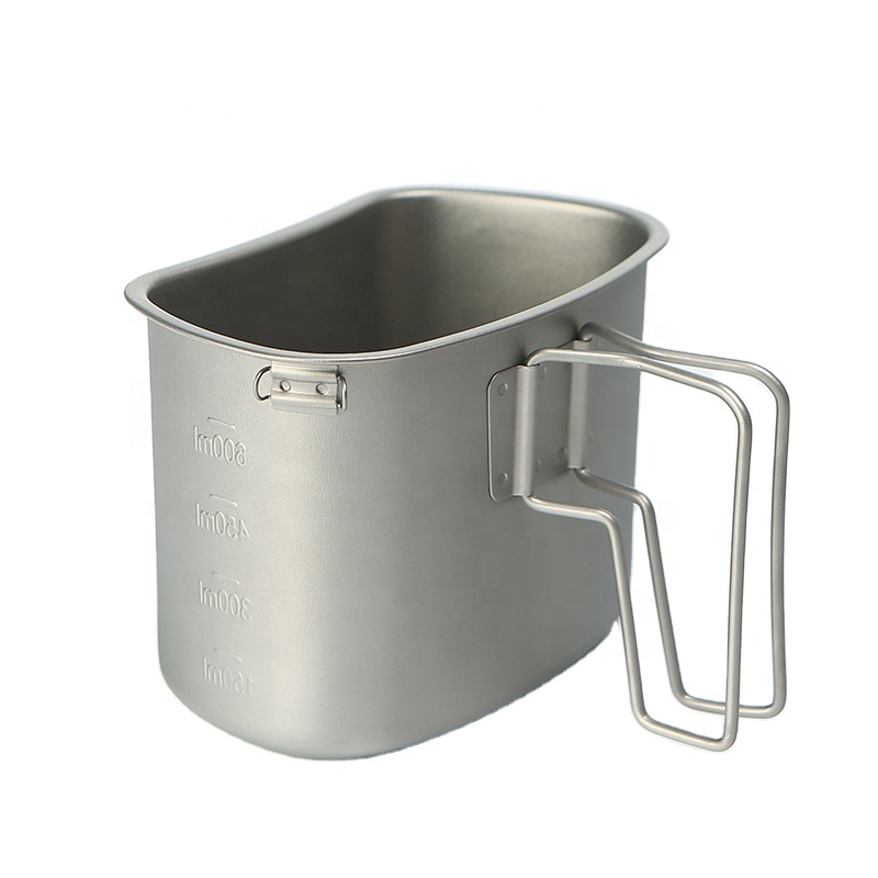 Utensilios de cocina y tazas militares de titanio para exteriores - Juego de cocina con tetera y cuenco para exteriores