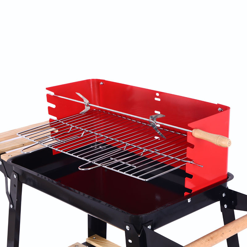 Parrilla de acero para barbacoa portátil con ruedas para exteriores