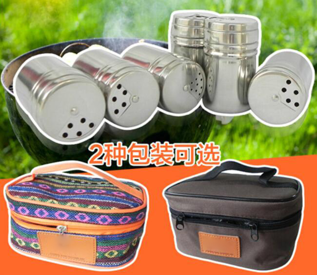 Dispensador de condimentos para acampar, 6 piezas, de acero inoxidable