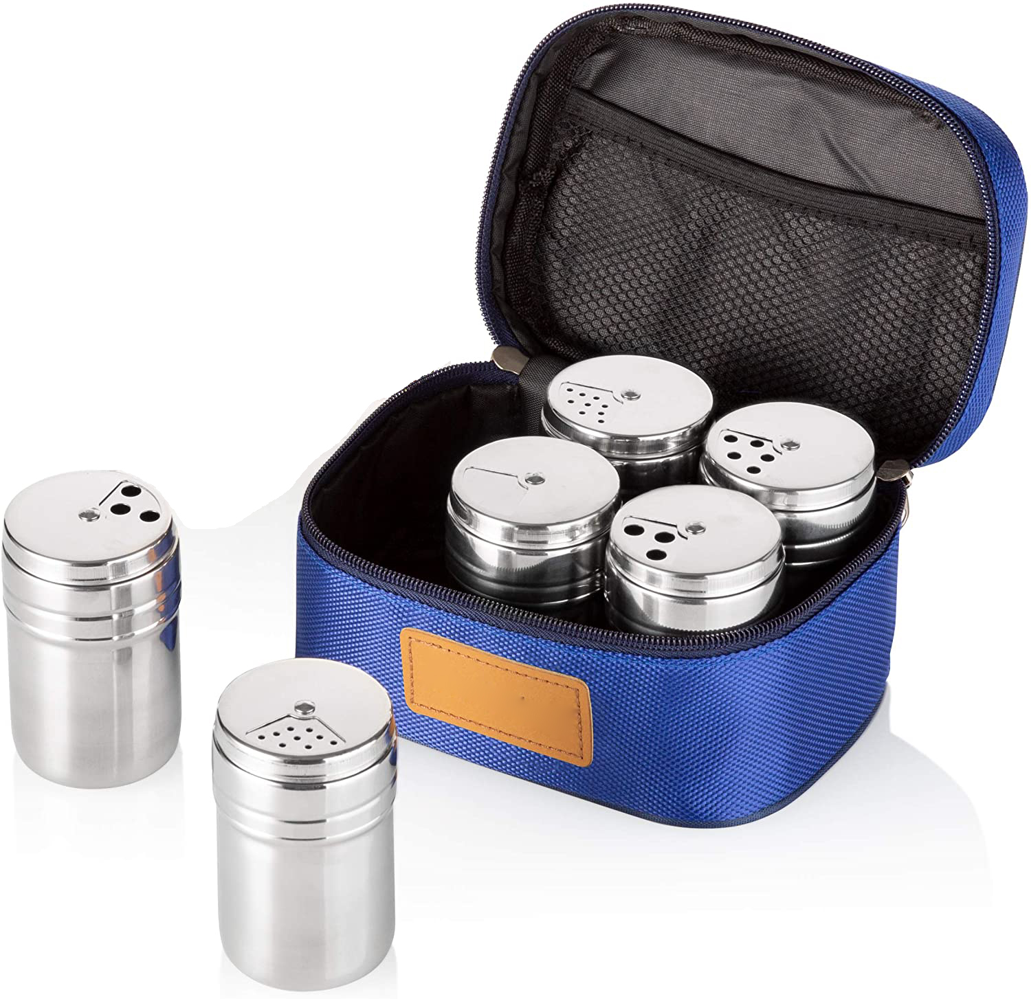 Dispensador de condimentos para acampar, 6 piezas, de acero inoxidable