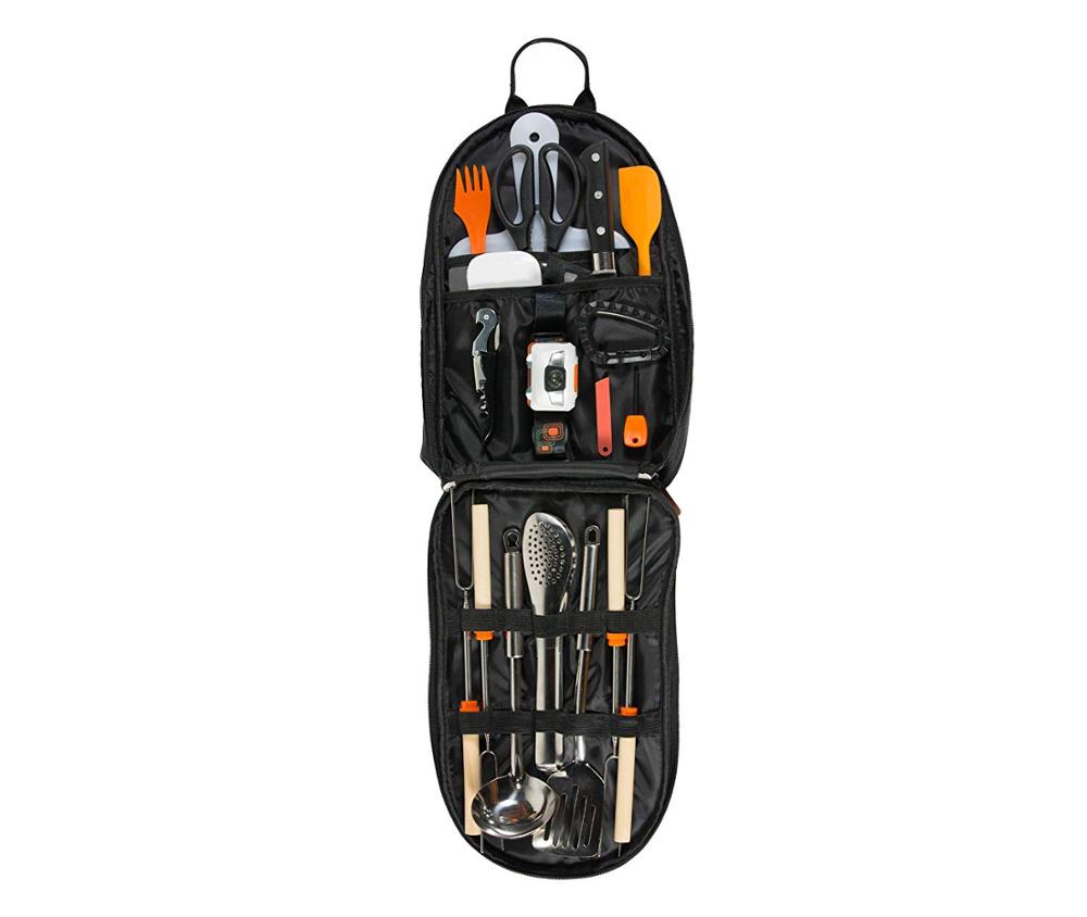 21 piezas de utensilios de cocina para acampar, kits de cocina para viajes