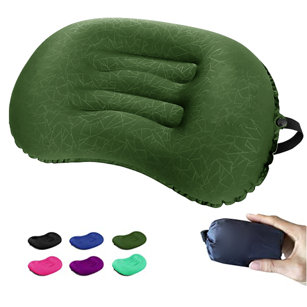 Almohada inflable ligera para acampar al aire libre: almohada de aire para mochileros
