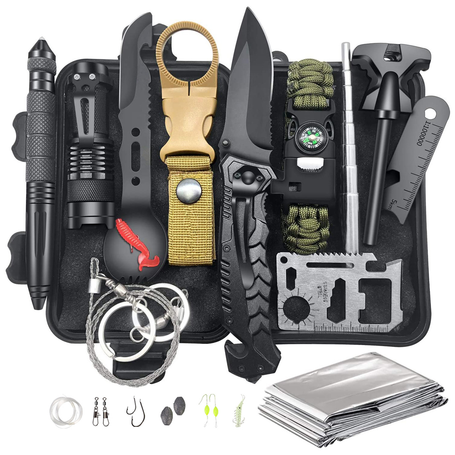 Kit de supervivencia de emergencia de bolsillo para acampar al aire libre