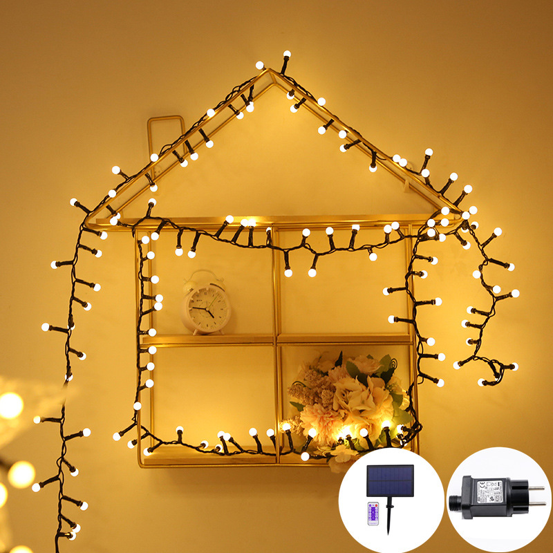 Guirnalda de luces LED navideñas de 5 m, 250 LED y 10 m, 500 bolas
