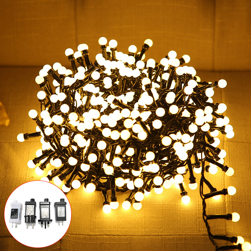Guirnalda de luces LED navideñas de 5 m, 250 LED y 10 m, 500 bolas