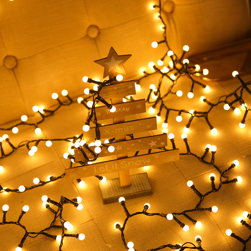 Guirnalda de luces LED navideñas de 5 m, 250 LED y 10 m, 500 bolas