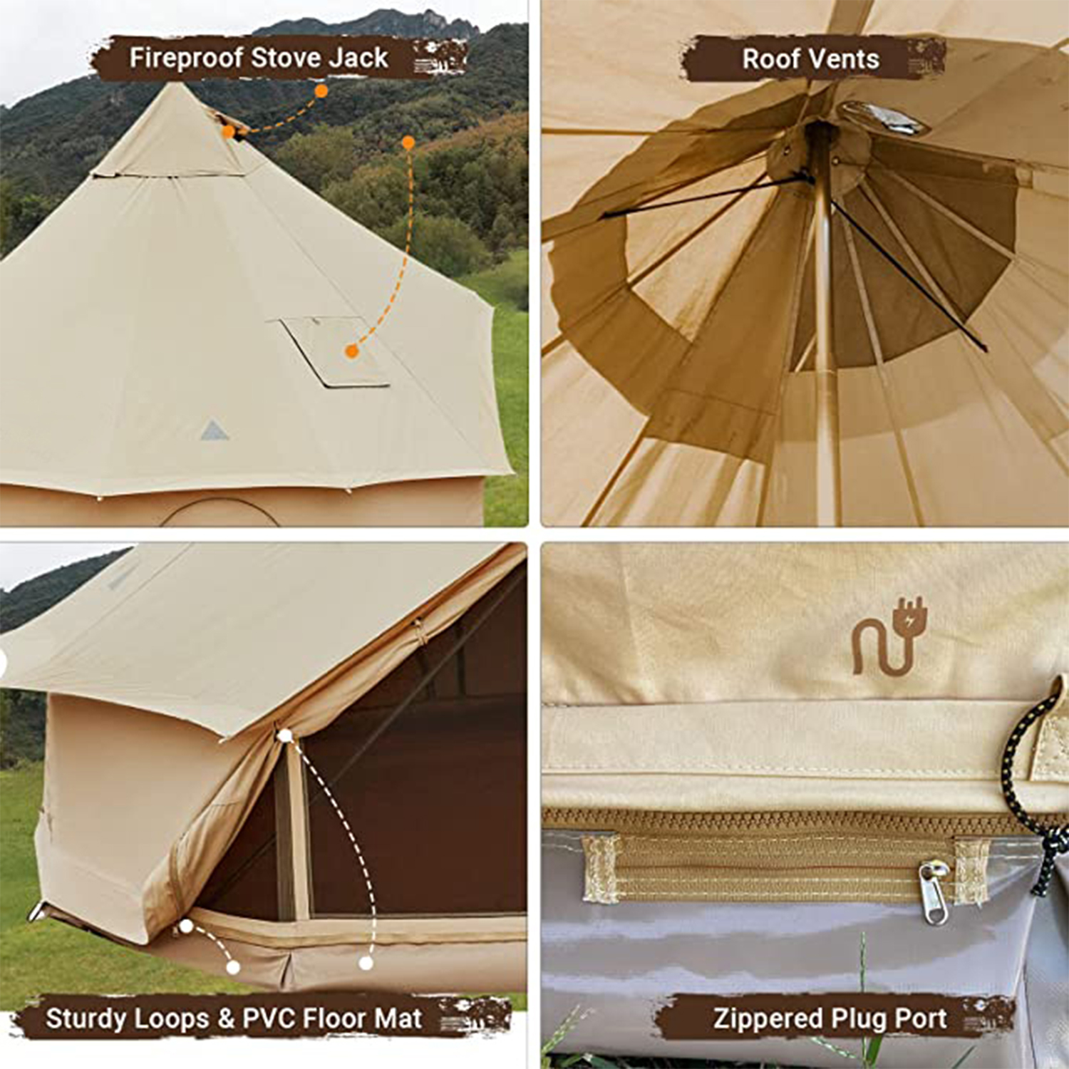 Tienda de campaña de lona de algodón de lujo - Tienda de campaña tipo yurta glamping