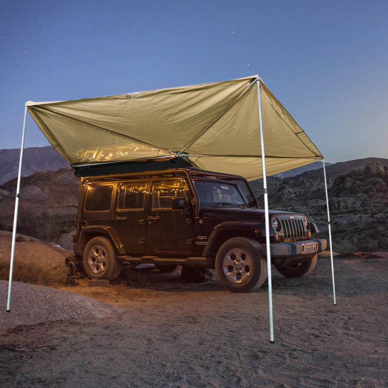 Tienda de campaña para techo de automóvil y refugio solar en forma de abanico para acampar al aire libre
