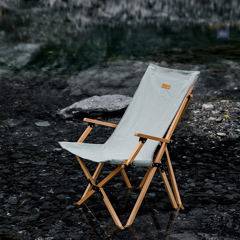 Silla plegable de madera maciza para exteriores con soporte de mariposa