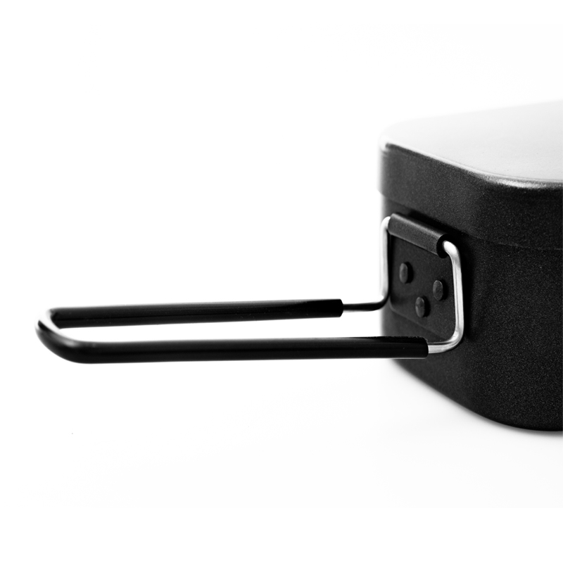Fiambrera de aluminio negra para acampar, recipiente para comida apto para uso alimentario con revestimiento antiadherente