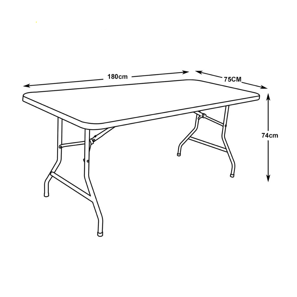 Mesa plegable de ratán sintético de color negro de 180 cm con caballete