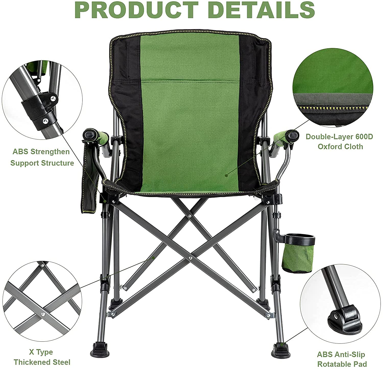 Silla plegable para exteriores para pesca, camping, barbacoa, picnic y jardín
