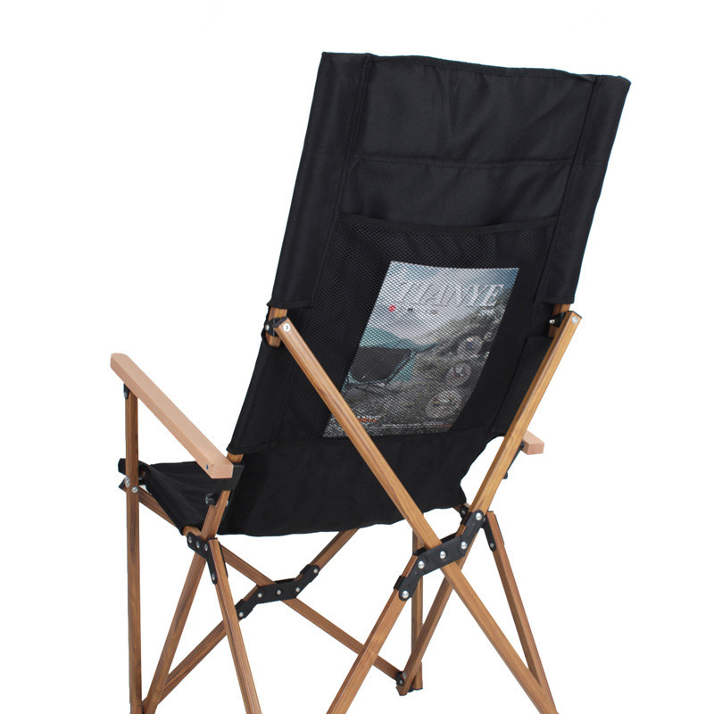 Silla de camping plegable de aluminio con tubo de veta de madera