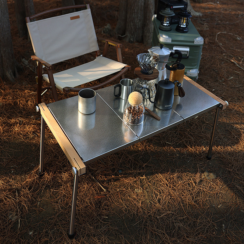 Mesa de barbacoa plegable combinada de acero inoxidable