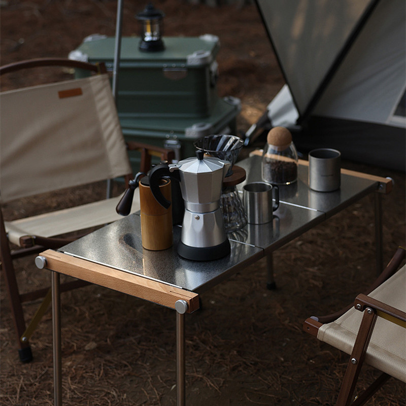 Mesa de barbacoa plegable combinada de acero inoxidable