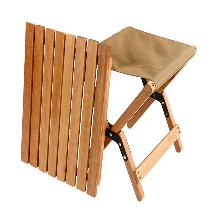 Taburete plegable de madera pequeño - Wooden Camp Maza