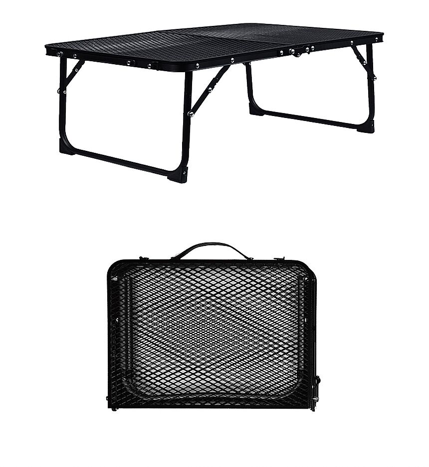 Mesa plegable de malla de acero para acampar, mesa de picnic ultraligera