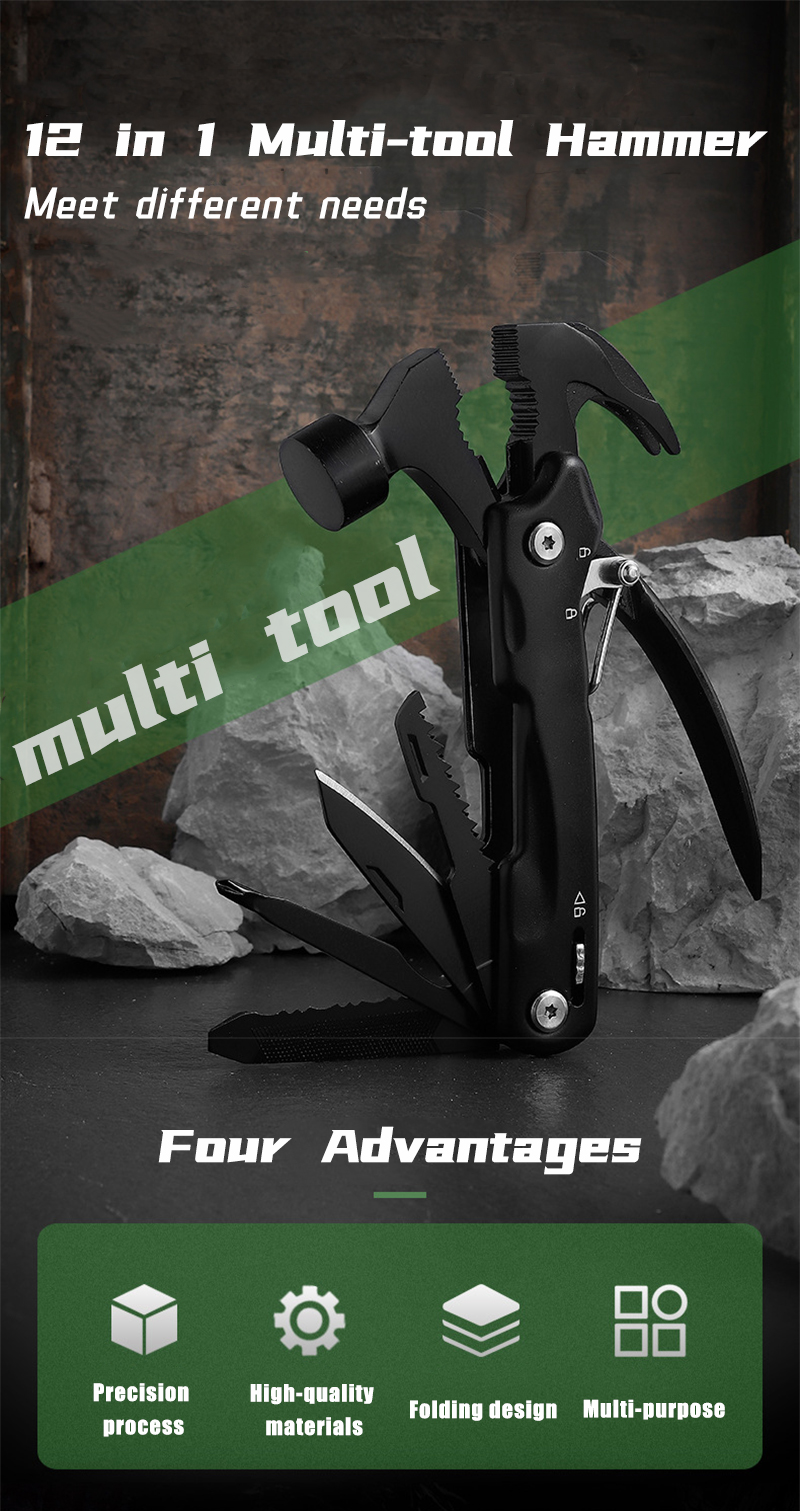 Martillo multiusos para acampar con alicates