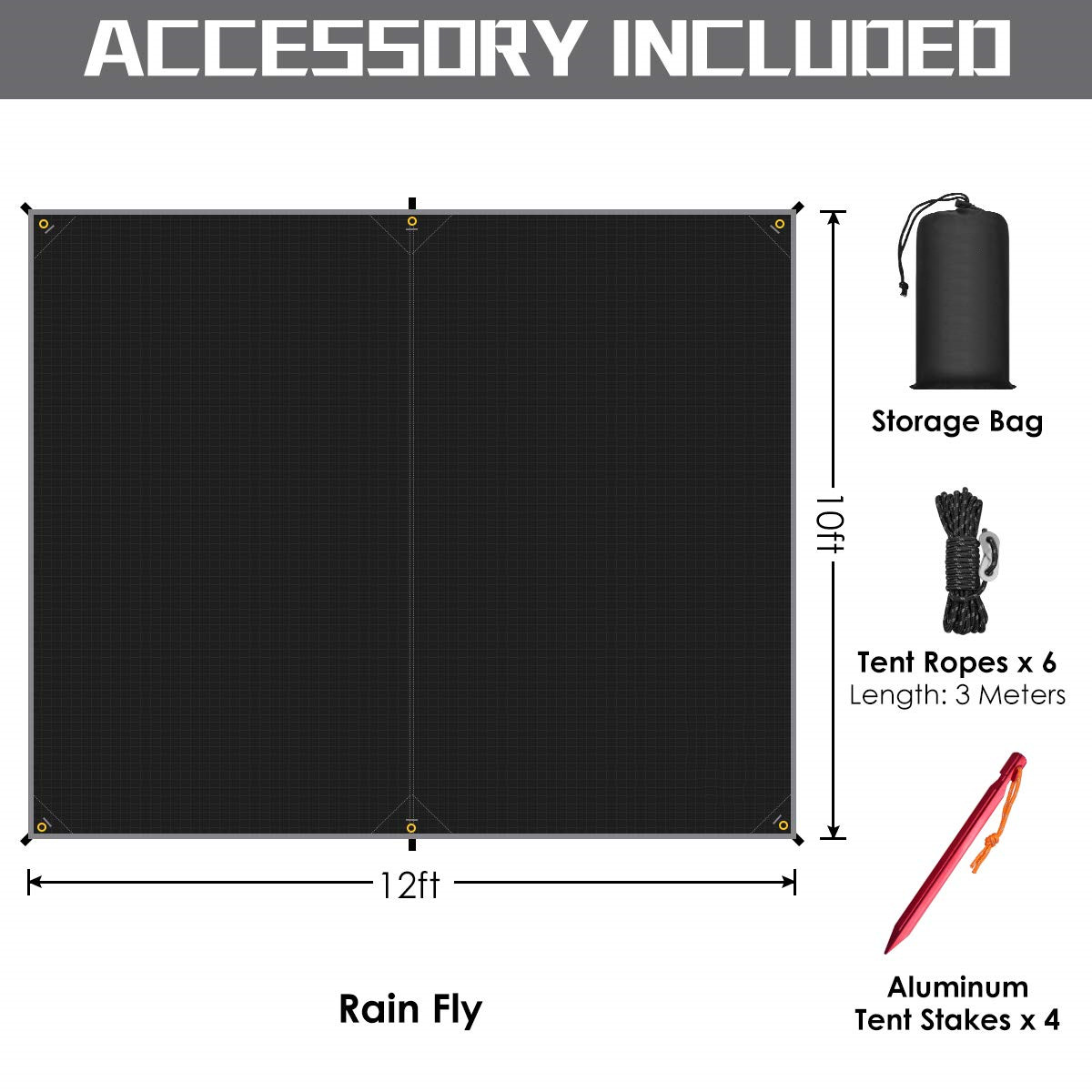 Refugio impermeable para acampar contra la lluvia y tapete para picnic de color negro