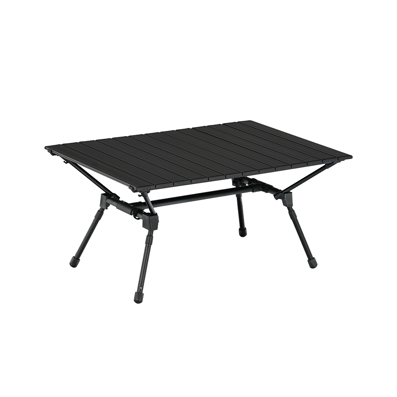 Mesa de camping portátil de aluminio de altura ajustable y color negro