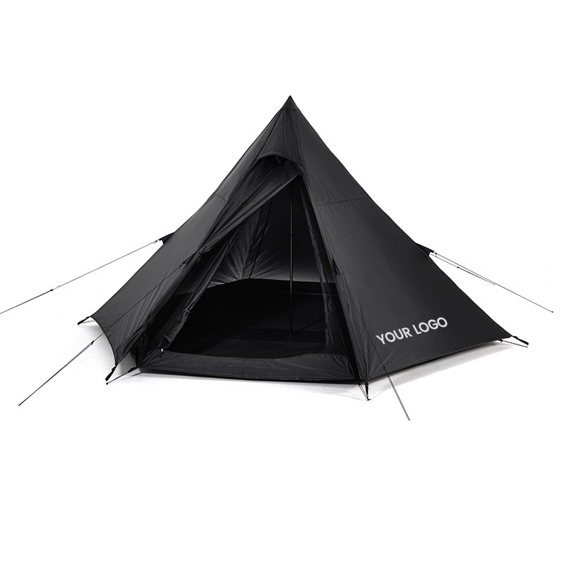 Tienda de campaña india hexagonal negra para exteriores
