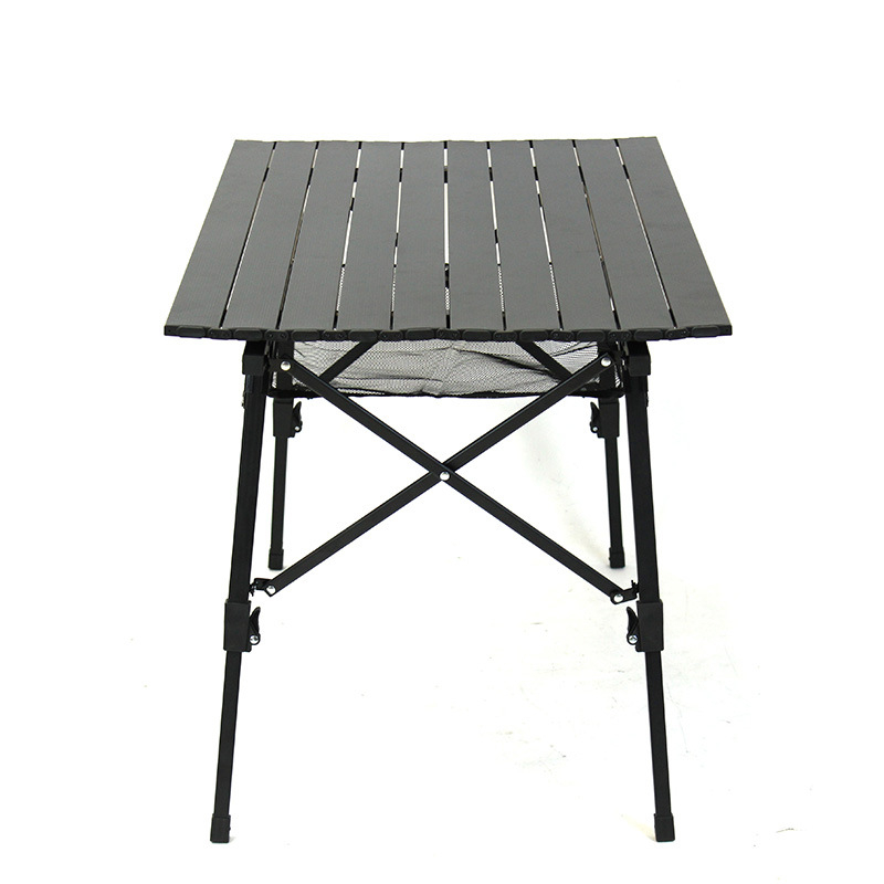 Mesa de camping enrollable de aluminio de 90 cm con forma de huevo y bolsa de almacenamiento
