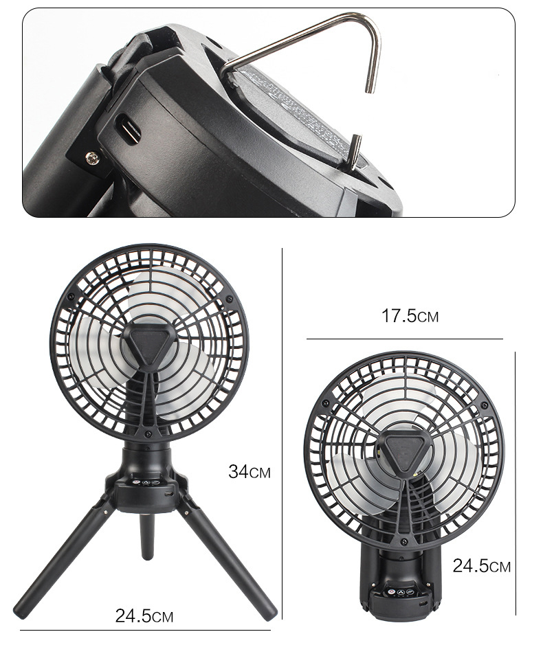 Mini ventilador USB para camping con LED
