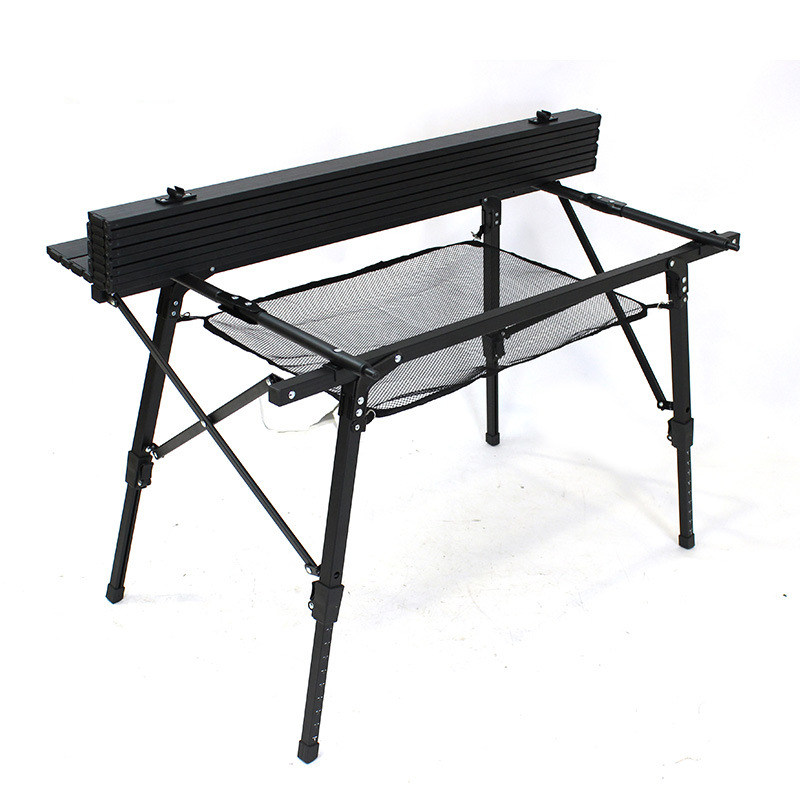 Mesa de camping enrollable de aluminio de 90 cm con forma de huevo y bolsa de almacenamiento