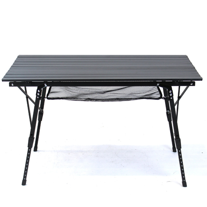 Mesa de camping enrollable de aluminio de 90 cm con forma de huevo y bolsa de almacenamiento