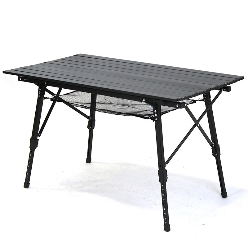 Mesa de camping enrollable de aluminio de 90 cm con forma de huevo y bolsa de almacenamiento