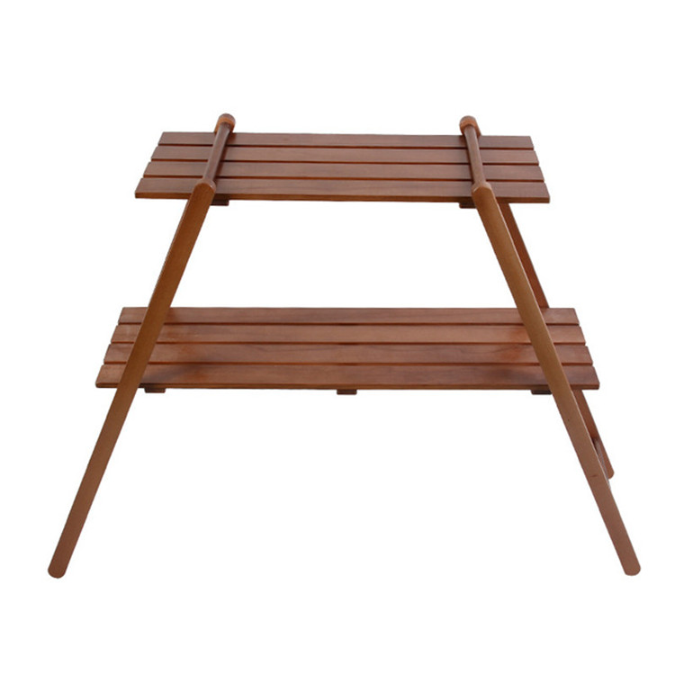Estantes de almacenamiento de madera para acampar de 2 niveles: organizador de utensilios de cocina plegable