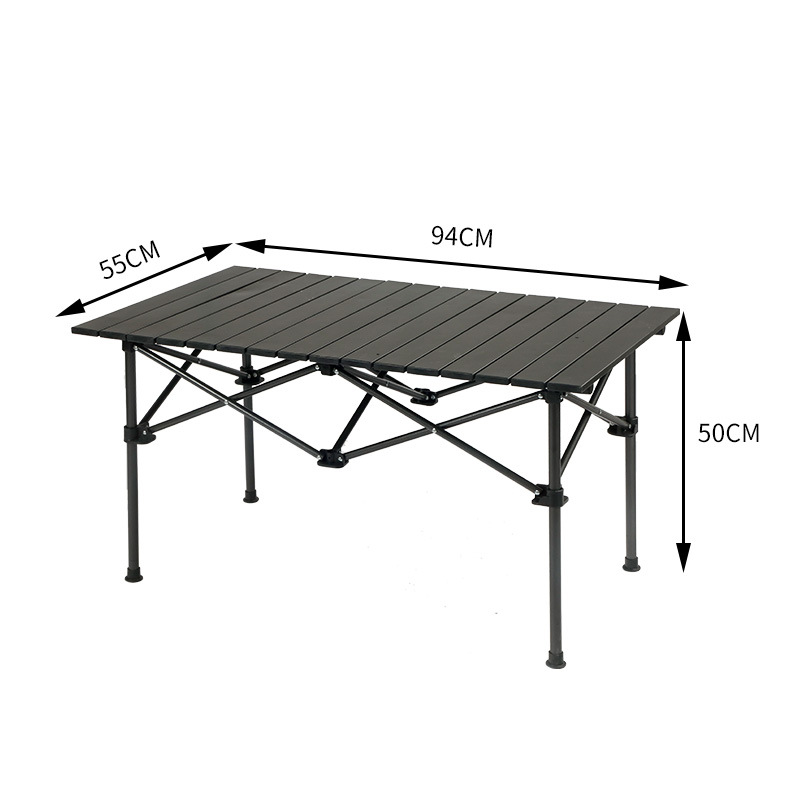 Mesa de camping de aluminio para exteriores, negra y personalizada