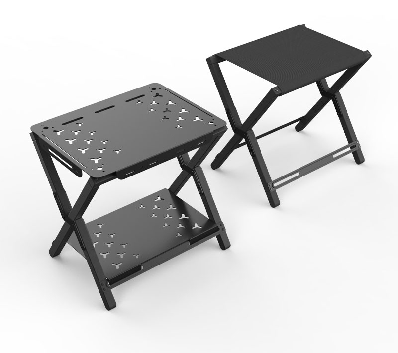 Mesa de comedor plegable para acampar al aire libre con dos tableros