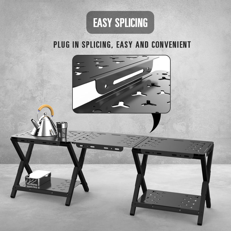Mesa de comedor plegable para acampar al aire libre con dos tableros
