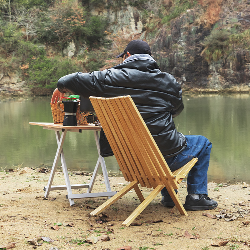 Sillón de bambú plegable para acampar al aire libre