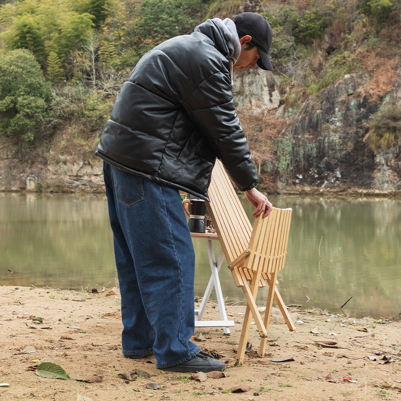 Sillón de bambú plegable para acampar al aire libre