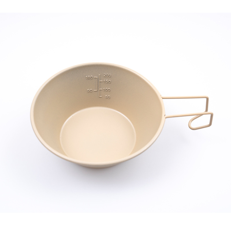 Cuenco de acero inoxidable para acampar, taza de nieve plegable con asa para colgar