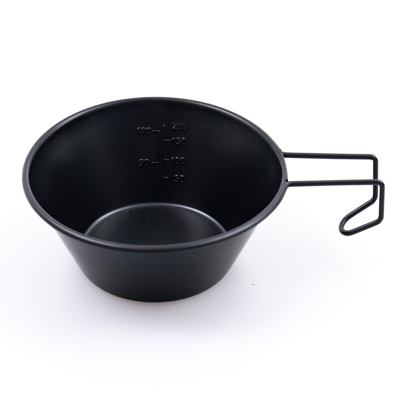 Cuenco de acero inoxidable para acampar, taza de nieve plegable con asa para colgar