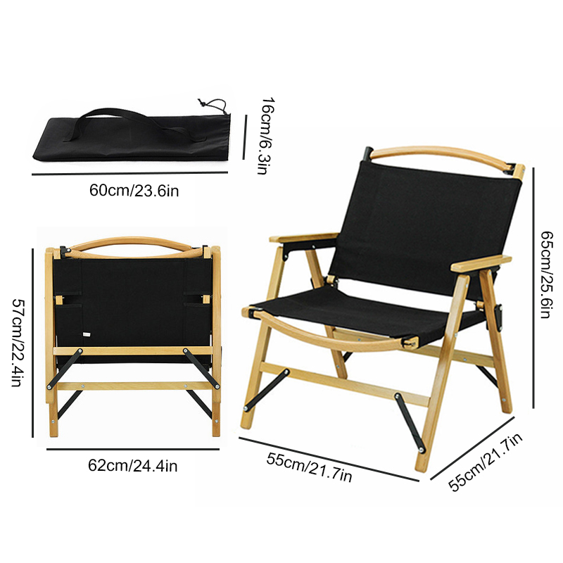 Silla plegable Kermit de madera de haya para acampar al aire libre